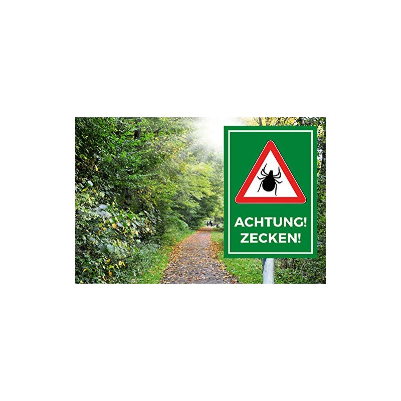 Achtung Zecken Sign, DIN A 5, Tick Sign, Caution Tick