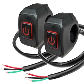 Gebildet IP65 Wasserdichter 22-mm-7/8-Zoll-Lenkerscheinwerferschalter, Scheinwerfer-Nebelscheinwerfer-Spotlight-Lenkerschalter, für Motorräder, Elektrofahrräder, Gelände-ATVs (rote LED）