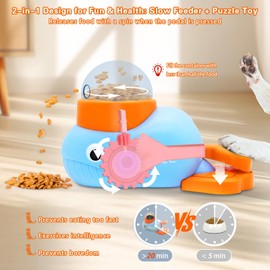 2-in-1 Dog Slow Feeder, Dog Interactive Treat Dispenser Toy, Exclusive Whale-Shaped Puppy Food Snacks Puzzle Toy Feeder (Blue)