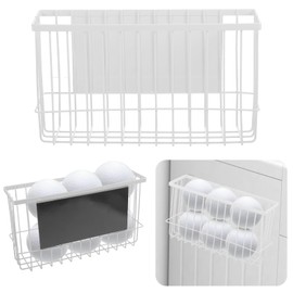 2 Pcs Magnetic Dryer Ball Holder for Laundry Room Organization and Storage, Refrigerator Peg Board Magnetic Lint Bin for Laundry Room, Iron Dryer Ball Container(No Balls)