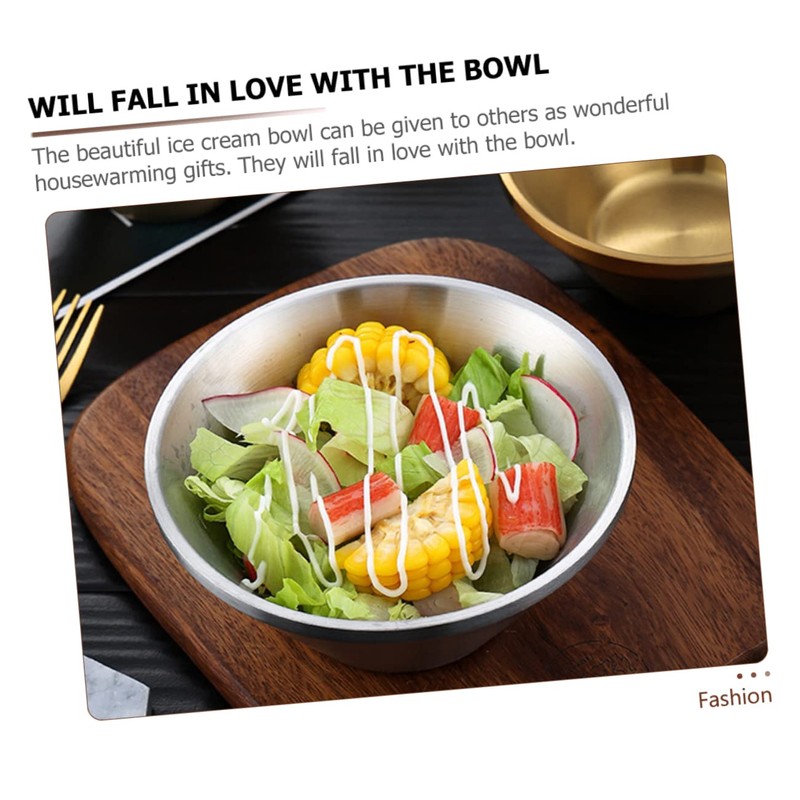 Alipis Stainless Steel Smoothie Dessert Bowl Serving Bowl for Salads