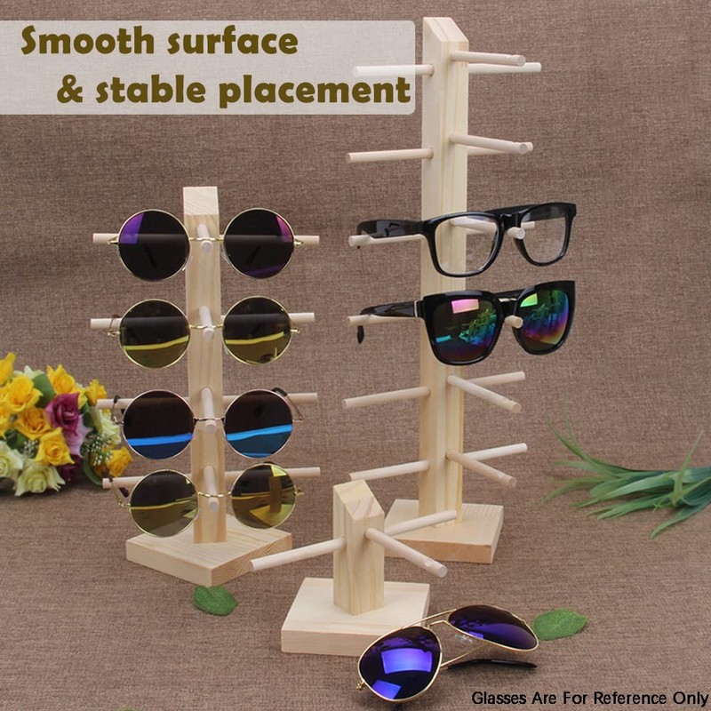 TopHomer Wooden Glasses Holder, 4 Pairs Glasses Stand Sunglasses Storage