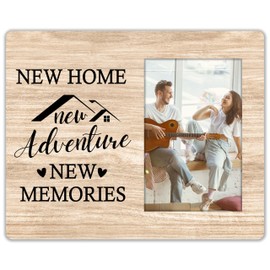 SSQBZU Housewarming Gifts New Home New Adventure New Memories, 4x6 Picture Frame, Wooden Photo Frame, Housewarming Party Decorations, Wall Mount & Table Top, New Home Essentials. (005)