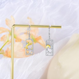 YFN Sun Moon Stars Earrings Sterling Silver Asymmetrical Mountain Ocean Dangle Drop Earrings Witchy Jewelry for Women Gifts for Mom Nature Lovers