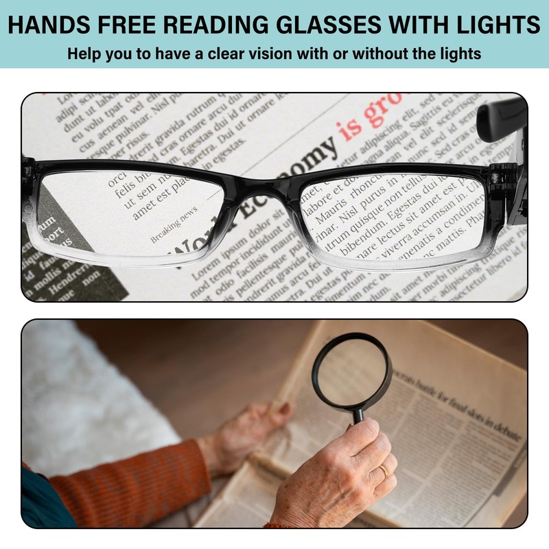 Magnifying Glasses with Light Rechargeable Reading Glasses with Lights Bright