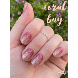 Color Street Nail Polish Strips - CORAL BAY (FDG199) GLITTER (Retail $14) OMBRE