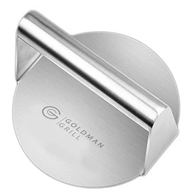 GOLDMAN GRILL Burger Press - Round 5.5inch Stainless Steel Burger Smasher- Perfect Griddle Accessories for Flat Top Grill and Skillet-Nonstick Meat Patty Smasher-Dishwasher Safe