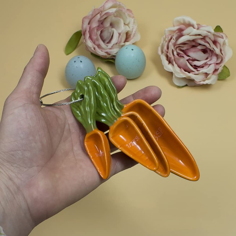 WAYUTO Set of 4 Ceramic Measuring Spoons Baking Measuring Scoops