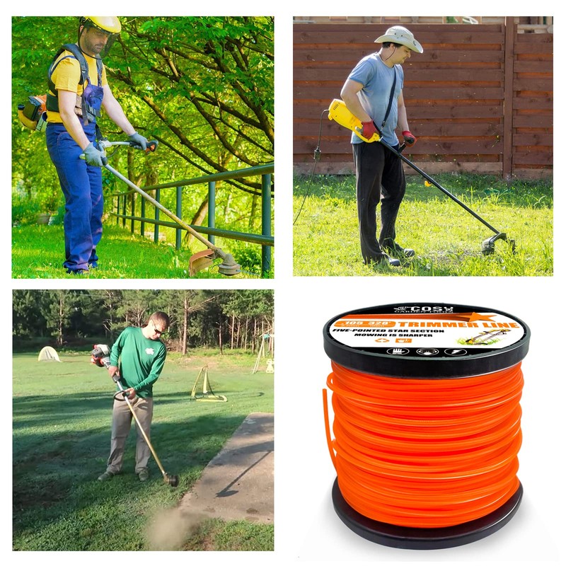 COSY GARDEN TOOLS String Trimmer Line, Commercial Grade Orange Pentagon