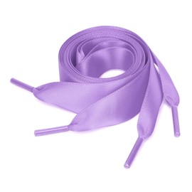 sourcing map 2 Pairs Satin Flat Ribbon Women Shoelaces Sneakers Canvas Shoestrings Purple 150cm/59.1"
