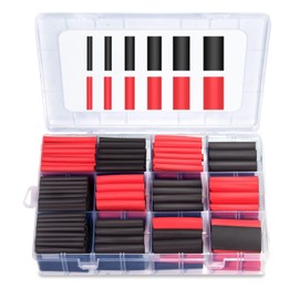 MILAPEAK 300 PCS Heat Shrink Tubing Kit - 3:1 Ratio Adhesive Lined, Marine Grade Shrink Wrap - Automotive Industrial Heat-Shrink Tubing - Black, Red