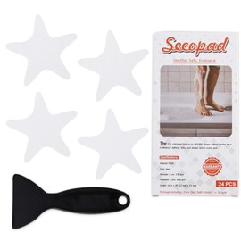 Secopad Anti Slip Shower Stickers 24 PCS Safety Bathtub Strips Adhesive Decals with Premium Scraper(White Star)