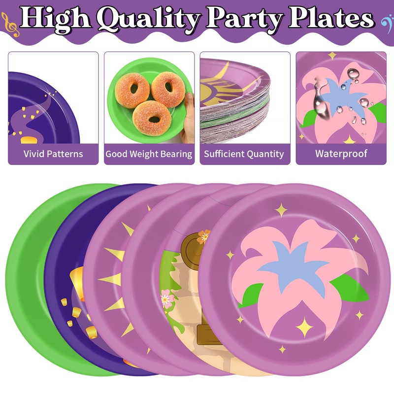 60PCS Halloween Birthday Party Supplies 7In Purple Sun Dessert Paper