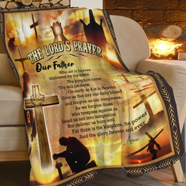 The Lord’s Prayer Print Blanket Christian Bible Verse Scripture Religious Faith Throw Blankets for Couch Sofa Bed Stuff Decor Gifts Fleece Plush Flannel Bedding for Lover Men Women Boys Girls 40"x50"