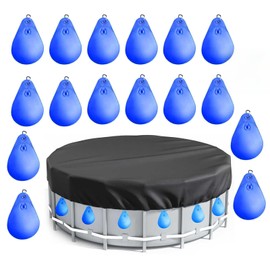 Pool Cover Weights with Hooks - Pool Water/Sand Bags Closing Kit for Above Ground Pools Accessories - Heavy Duty Antifreezing Winter Cover Weights (16, Blue)