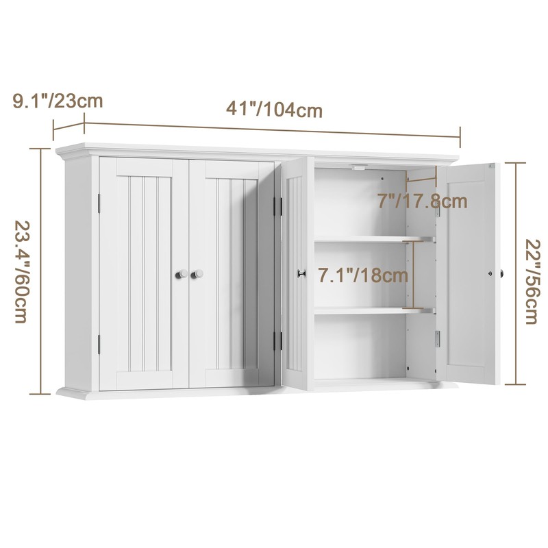 Laundry Cabinet with 4 Doors and Adjustable Shelves