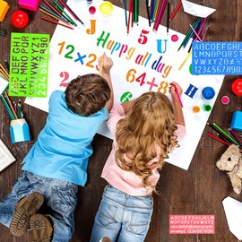 Set of 4 Letter Stencils, Plastic Letter Stencils, Alphabet Stencils Set for Children, Drawing Stencil, Painting, Learning, DIY, Multicoloured