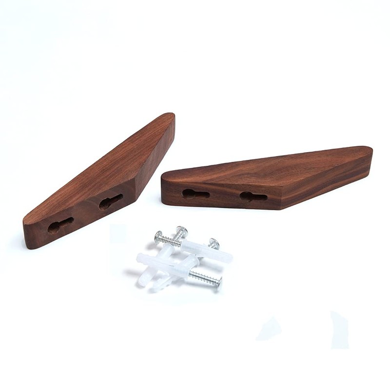 LONANGG Pack 6 Wood Wall Hooks, Black Walnut Coat Minimalist