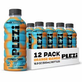 PLEZi Hydration Drink ORANGE MANGO SWISH - Electrolyte Drinks Made with Real Juice, 2X Electrolytes vs the Leading Sports Drink, 560mg Potassium - Steph Curry Sports Hydration - 16.9 fl oz, 12 Pack