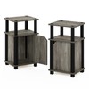 Furinno Brahms 3-Tier End Side Sofa Table/Nighstand with Door, 2-Pack,