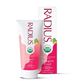 RADIUS USDA Organic Kids Toothpaste 3oz Non Toxic Chemical-Free Gluten-Free Designed to Improve Gum Health for Children's 6 Months and Up - Dragon Fruit - Pack of 1