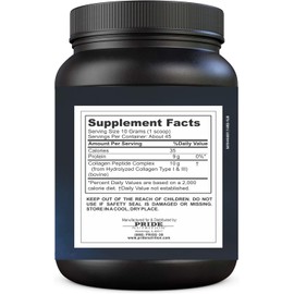 Pride Nutrition Collagen Peptides Powder Naturally-Sourced Hydrolyzed Collagen Powder - Healthy Hair, Skin and Nail Support - Type I & III Grass-Fed Collagen Supplements for Women and Men - 16oz