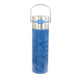 Eigenart Leeza Geo Blue Double-Walled Thermal Water Bottle Stainless Steel with Sports Cap and Strainer, BPA-Free, 500 ml