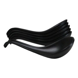 Ebros Contemporary High Gloss Finish Melamine Soup Spoons With Ladle Hook Pack Of 6 Set 1oz Size Ramen Noodles Eating Spoon Asian Cuisine Restaurant Supply Dishwasher Safe (Black)