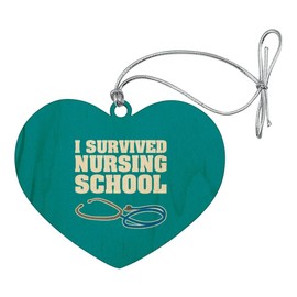 GRAPHICS & MORE I Survived Nursing School Stethoscope RN Heart Love Wood Christmas Tree Holiday Ornament