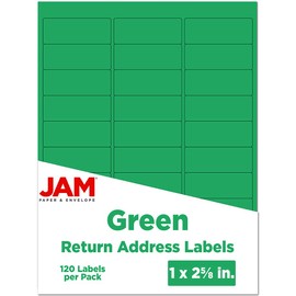 JAM PAPER Return Address Labels - Standard Mailing - 1 x 2 5/8 - Green - 120 Shipping Labels/Pack