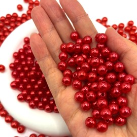 CrzBeadss 4000pcs 3mm Red Acrylic Round Pearls with Hole for Jewelry Making, Crafts, Decoration