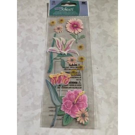 JOLEE'S A TOUCH OF JOLEE’S 3D STICKERS FLOWERS FLORAL PINK YELLOW GLITTER FLOWERS THICK
