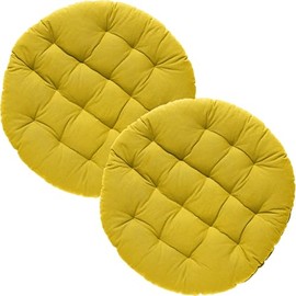 REDBEST Chair Cushion, Chair Cushion, Seat Cushion, Plain, Pack of 2, Ochre, Size 37 Diameter, Quilted, with Smooth, Durable Fabric (Other Colours)