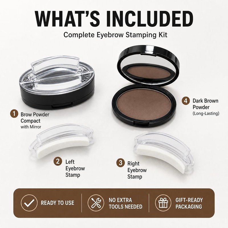 Eyebrow Powder, Eyebrow Stamp, Waterproof Eyebrow Stamp Powder Seal, Achieve