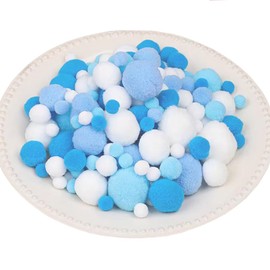 Pack of 500 Colourful Pompoms for Crafts, Colourful Pompoms, 10/15/20/25/30 mm Pompom Balls, Craft Pompoms, Pompoms Balls for DIY Creative Craft Decorations Colourful Pom Poms Pompoms (Blue Series 5