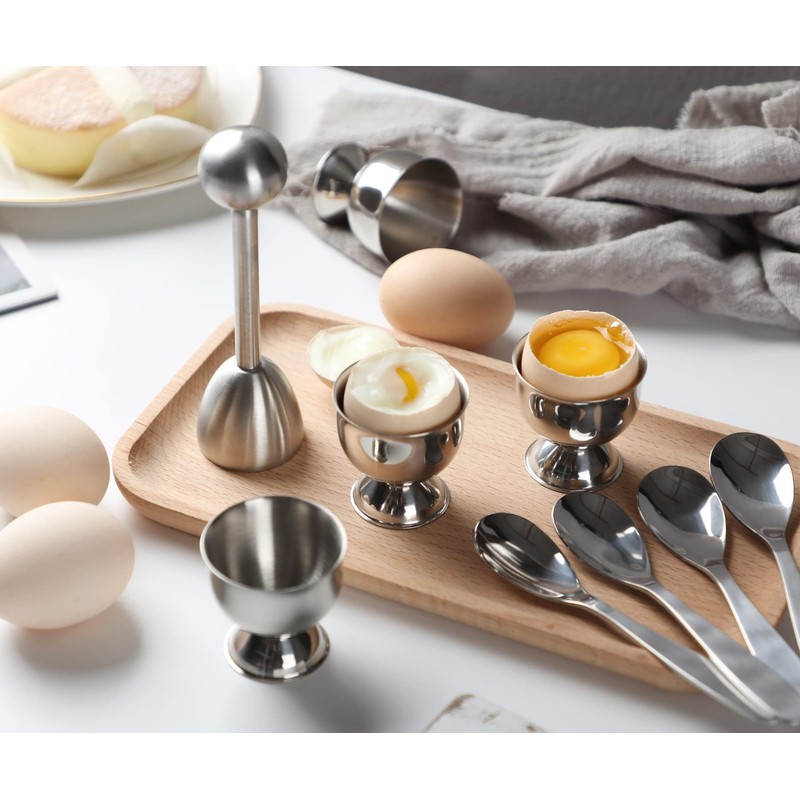 Egg Cups for Soft Boiled Eggs Holder - Egg Cracker