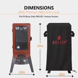 Smoker Cover for Pit Boss Grills PBV3G1 Vertical Smoker, 600D Waterproof Grill BBQ Cover for Pit Boss 3 Series Propane Gas Smoker PBV3G1-23" D x 22" W x 47" H