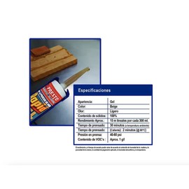 Pegamento Rapid super fuerte, uso marino, pega todos los materiales, en especial madera para exterior (CARTUCHO GEL 285 ml)