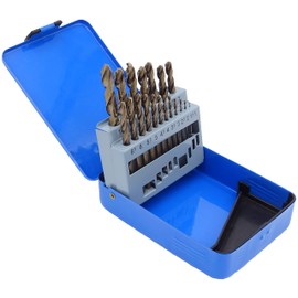PeTools 19-Piece Stainless Steel Drill Bit HSS-E (1-10 mm) Cobalt Cobalt (Co5) Spiral Drill VA with Cross Grinding, Metal Drill, Steel Drill Bit