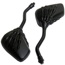 MotorToGo Small 3D Black Skull Hand Rear Motorcycle Mirrors for Honda Nighthawk 750