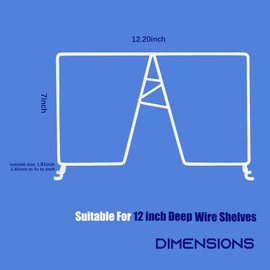 ziroland Wire Shelf Dividers - White Closet Organization & Storage Organizer - No Tool Shelf Divider for Wire Shelves - Metal Shelf Accessories – for 12“ Deep Wire Shelves – Tall 7” Height – 4 Pack