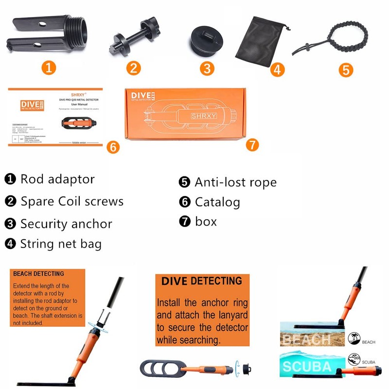 Waterproof Scuba Metal Detector Folding Version Pulse Coil Pulse Scan