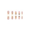 24Pcs Handmade Flower Press on Nails Long Coffin Fake Nails