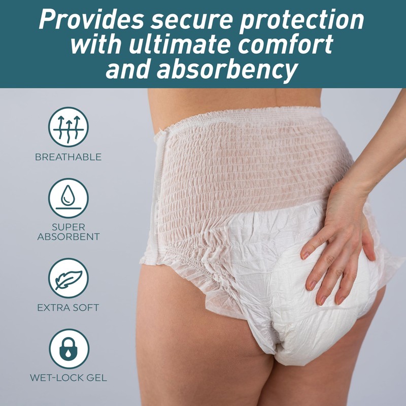 MED PRIDE Premium Disposable Adult Underwear, 12 Count, XX-Large (68"