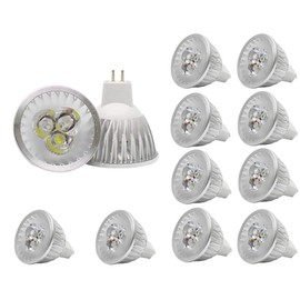 MR16 LED Bulbs 3W Cool White GU5.3 12V Spotlight for Landscape Recessed Track Lighting, 20W Halogen Equivalent, Pack of 10
