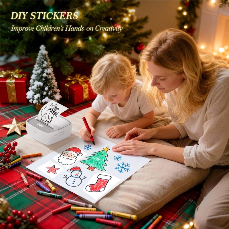 PRT Mini Sticker Printer, Portable Thermal Printer with 1 Roll