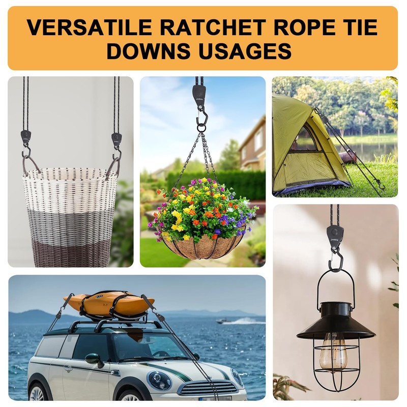 Ayaport Adjustable Rope Hanger 1/8" x 8' Kayak Rope Tie