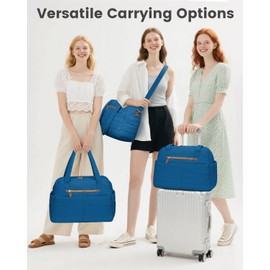 Pritent Travel Duffle Bag,Puffer Carry On Duffel Bag with Laptop Compartment Waterproof Overnight Weekender Bags for Women Large Hospital Tote Bags for Labor and Delivery(Large,Blue)