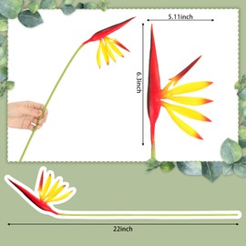 Giegxin 20 Pieces Bird of Paradise Artificial Plant 22 Inch Hawaiian Tropical Flowers Faux Flowers Bouquet Large Elegant Green Plant for Home Garden Decoration Office Wedding Decor Supplies (Yellow)