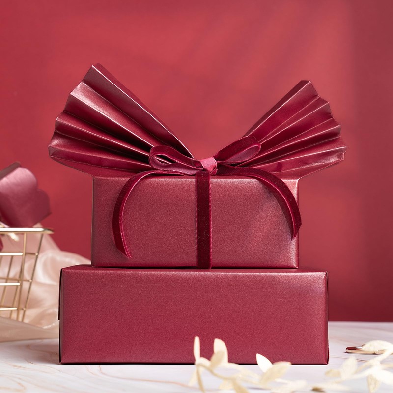 RUSPEPA Burgundy Matte Wrapping Paper, Mini Roll, Wine Red Solid